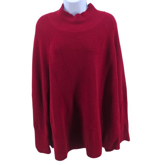 Eileen Fisher 2X Red Merino Wool Sweater Quit Luxury Holiday Winter Knit Cozy - Picture 1 of 9